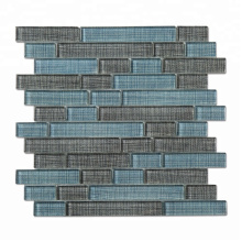 Soulscrafts blue glossy glass textile linear mosaic